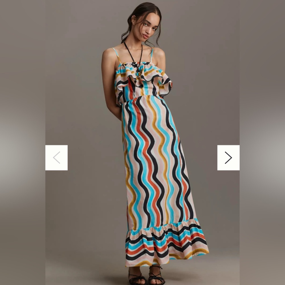 Farm Rio x Anthropologie sleeveless ruffle maxi dress